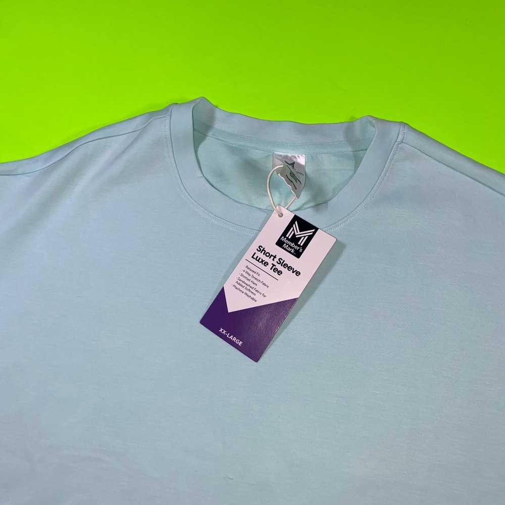 Members Mark Womens Luxe‎ Tee Aqua Blue Short Sleeve Relaxed Fit XXL